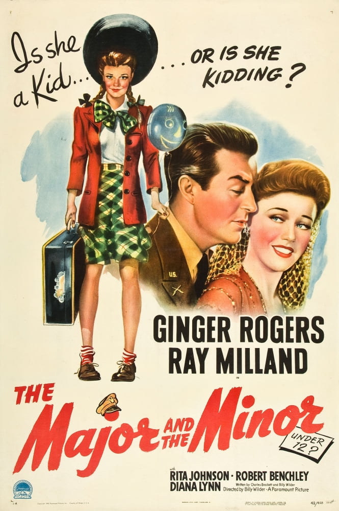 The Major and the Minor movie poster print featuring Ray Milland and Ginger Rogers.