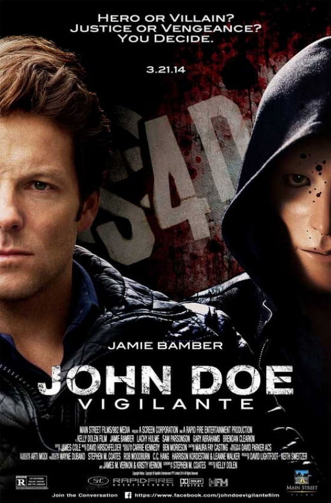 John Doe Vigilante Movie Poster 11x17 print showcasing intense film themes.
