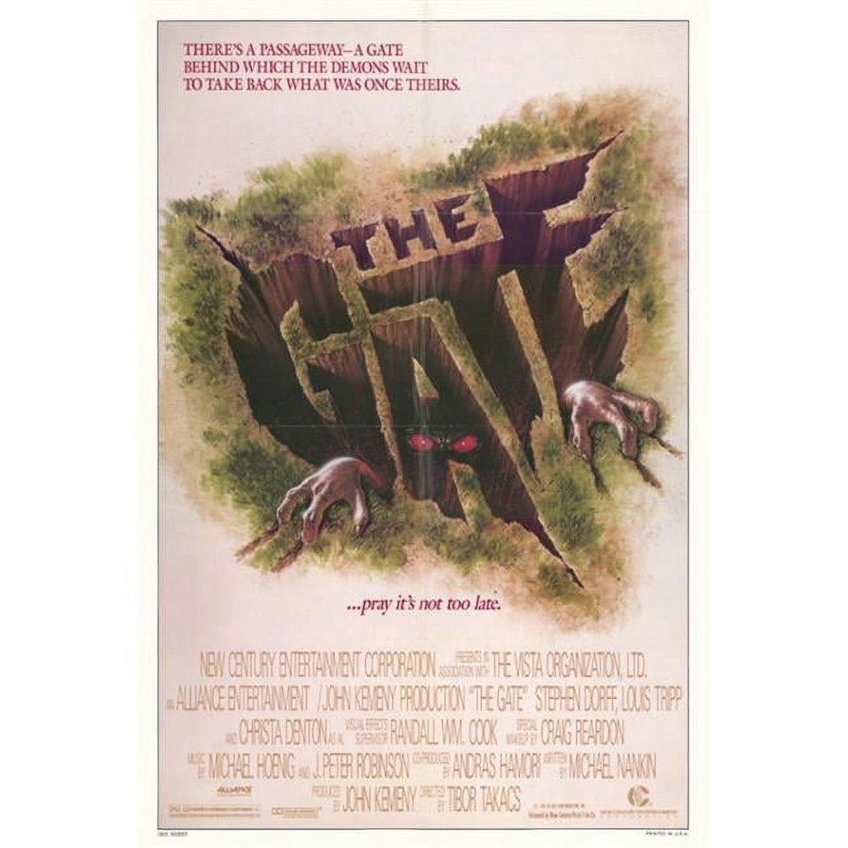 The Gate Movie Poster Print in 27x40 size, vibrant horror film art
