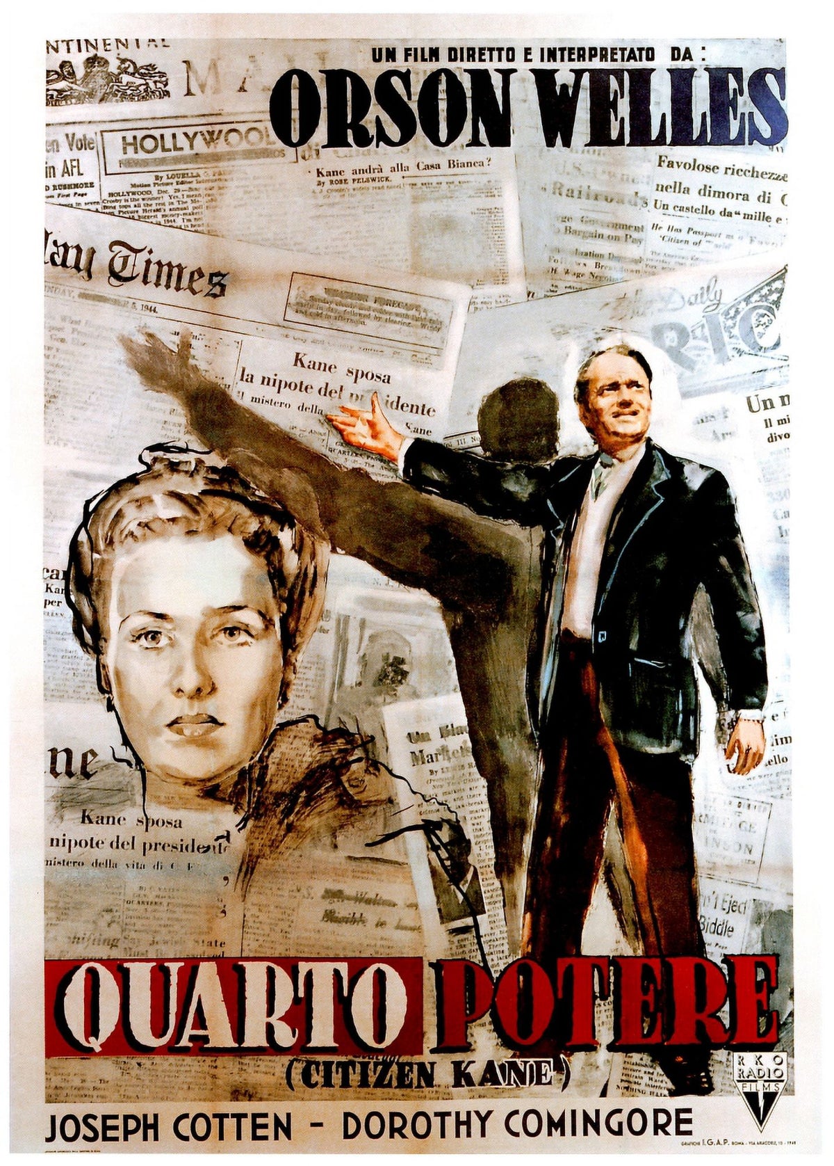 Citizen Kane Italian movie poster art from 1941, masterprint 11x17.