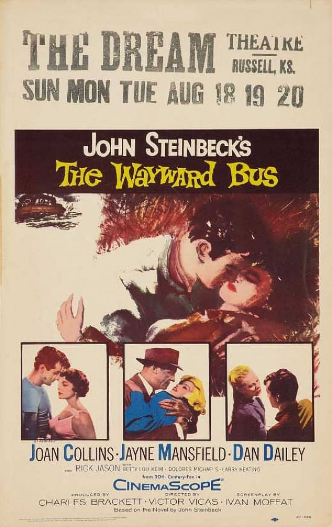 The Wayward Bus movie poster 11x17 size, classic film art.