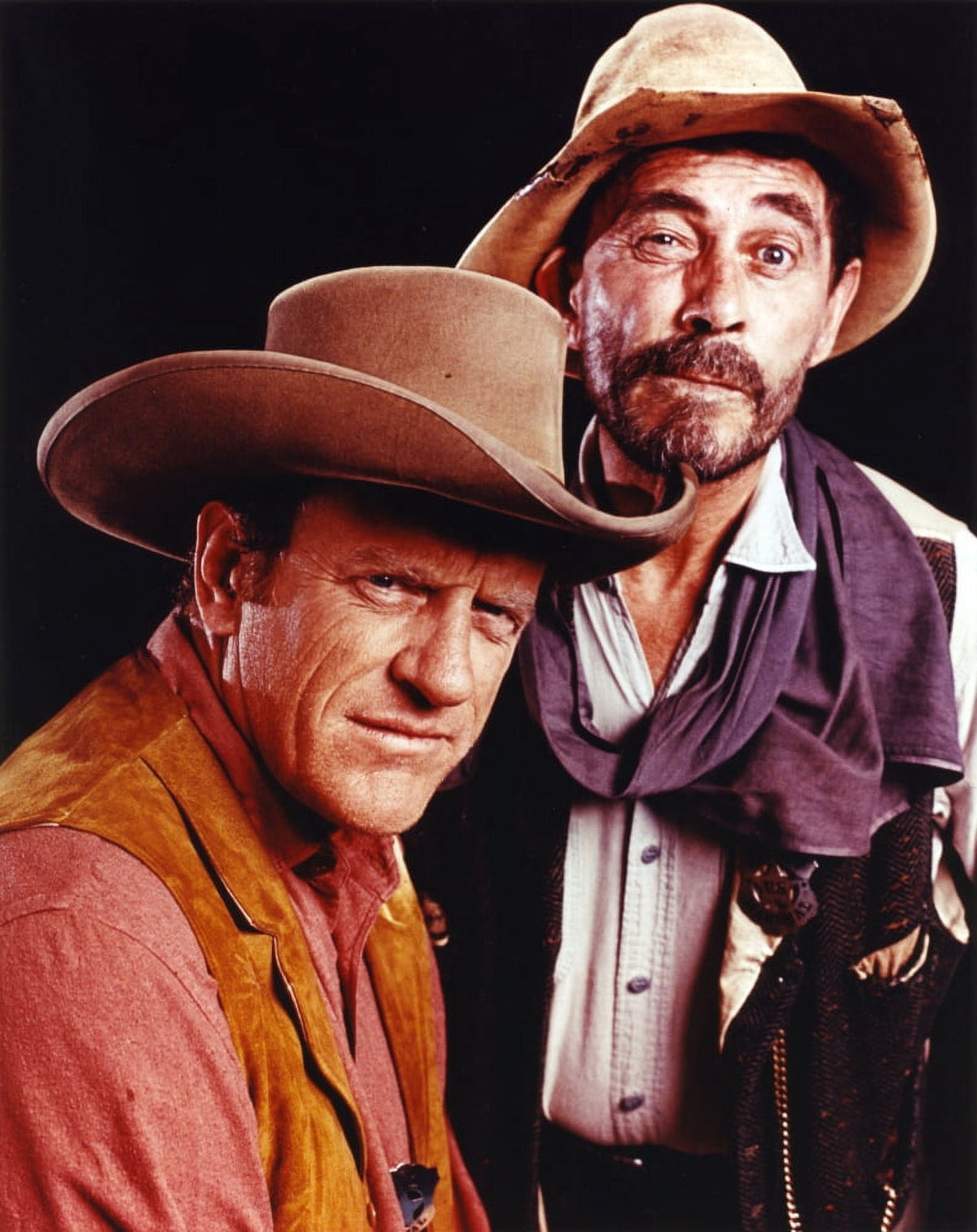 Gunsmoke Two Cowboy Outfit Portrait Photo Print showcasing classic western style.