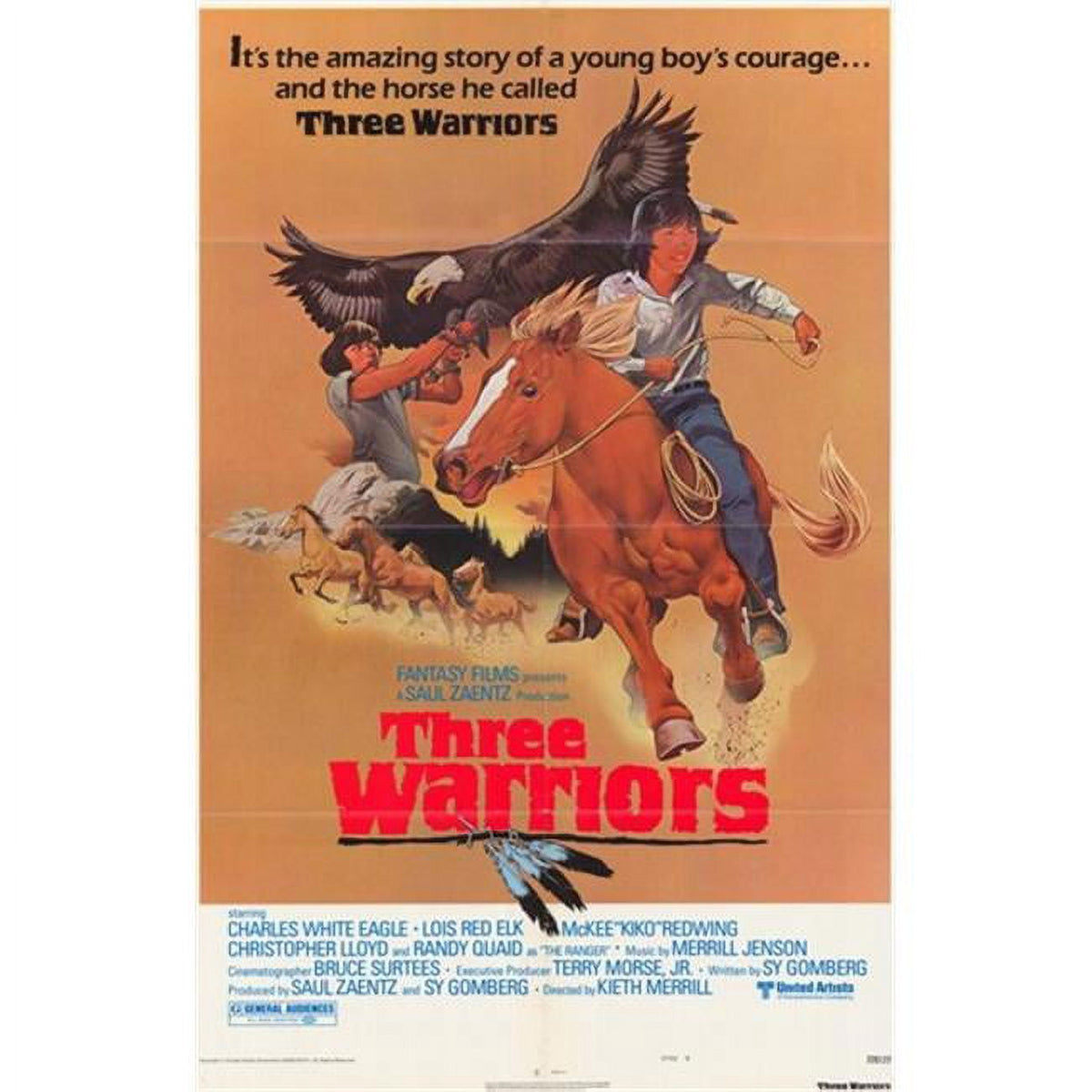 Three Warriors Movie Poster 11x17 print with dynamic imagery.