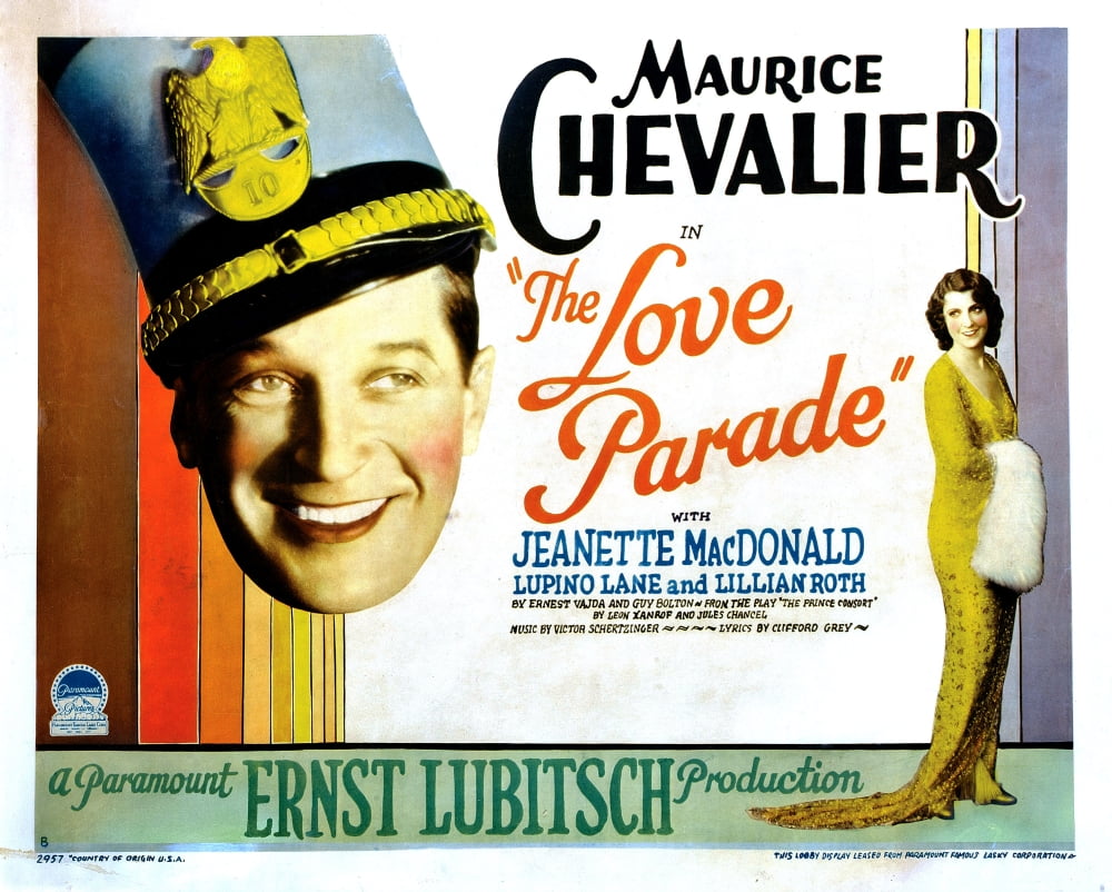The Love Parade movie masterprint poster featuring Maurice Chevalier and Jeanette Macdonald