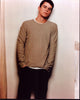 Josh Hartnett photo print in tan sweater against wall.