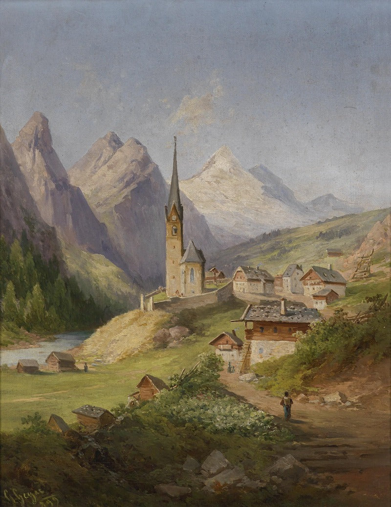 Blick auf Heiligenblut art print by Georg Geyer showcasing serene Austrian landscape.
