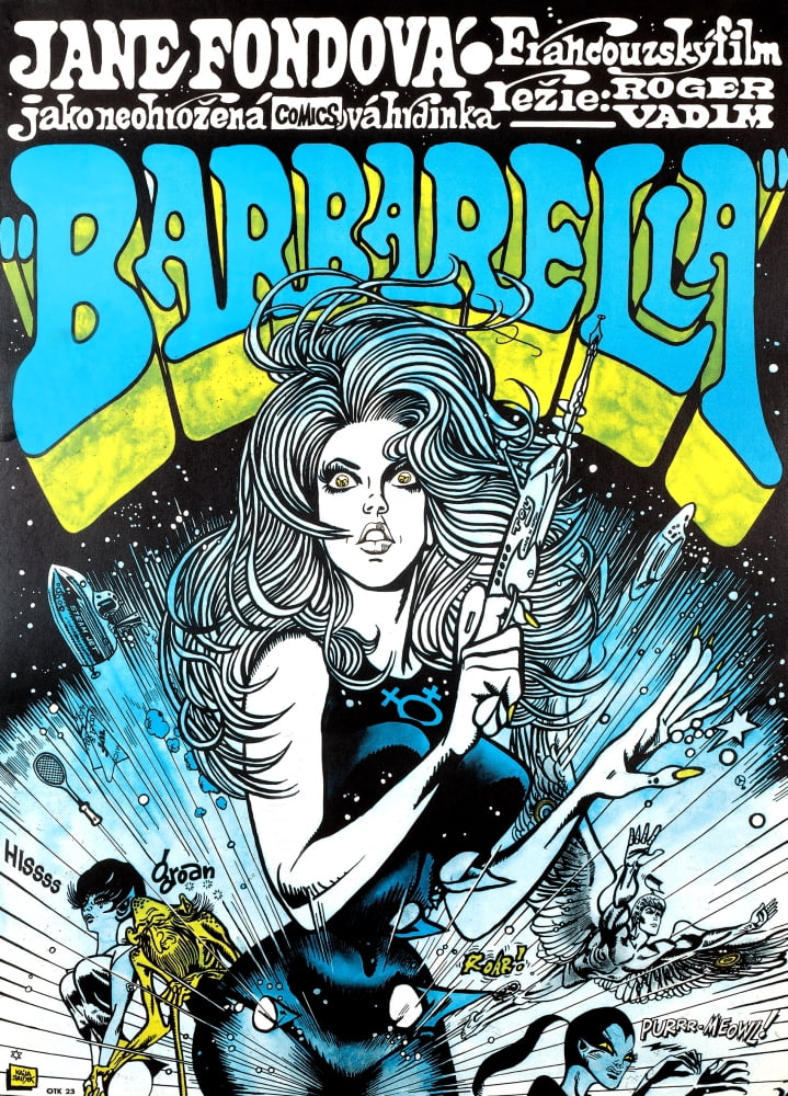 Barbarella movie poster featuring Jane Fonda from the 1968 film.