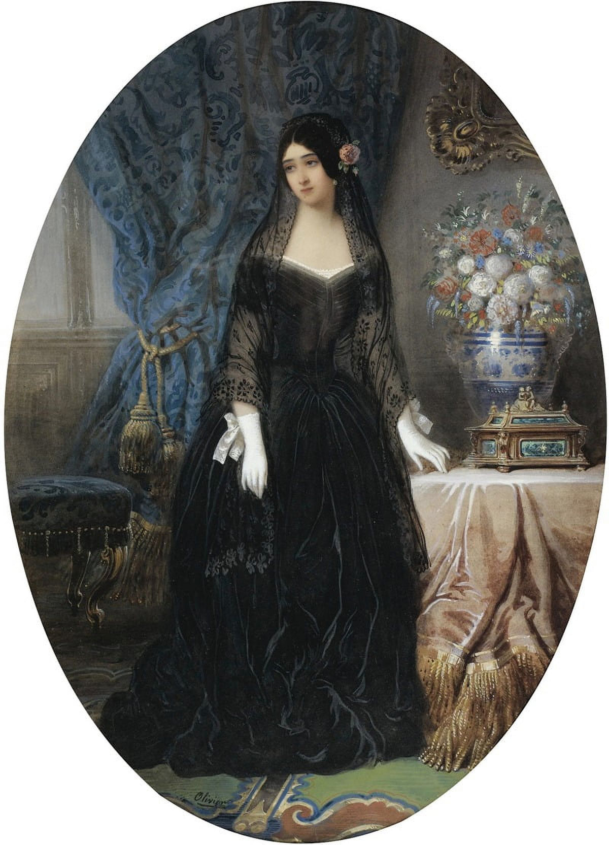 Portrait de Marie Duplessis - La Dame aux Camélias Poster Print by Jean-Charles Olivier