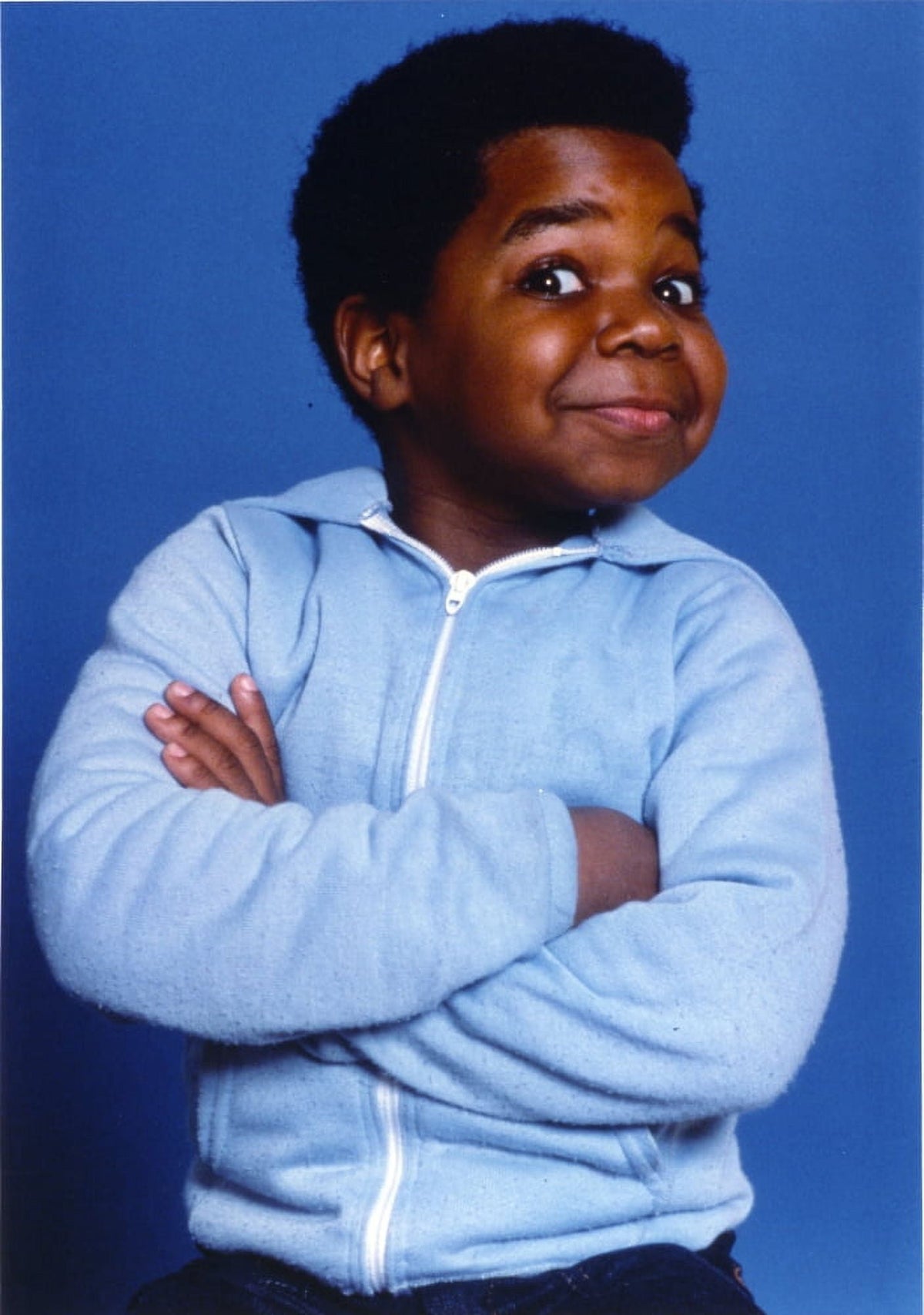 Gary Coleman posed in blue background photo print