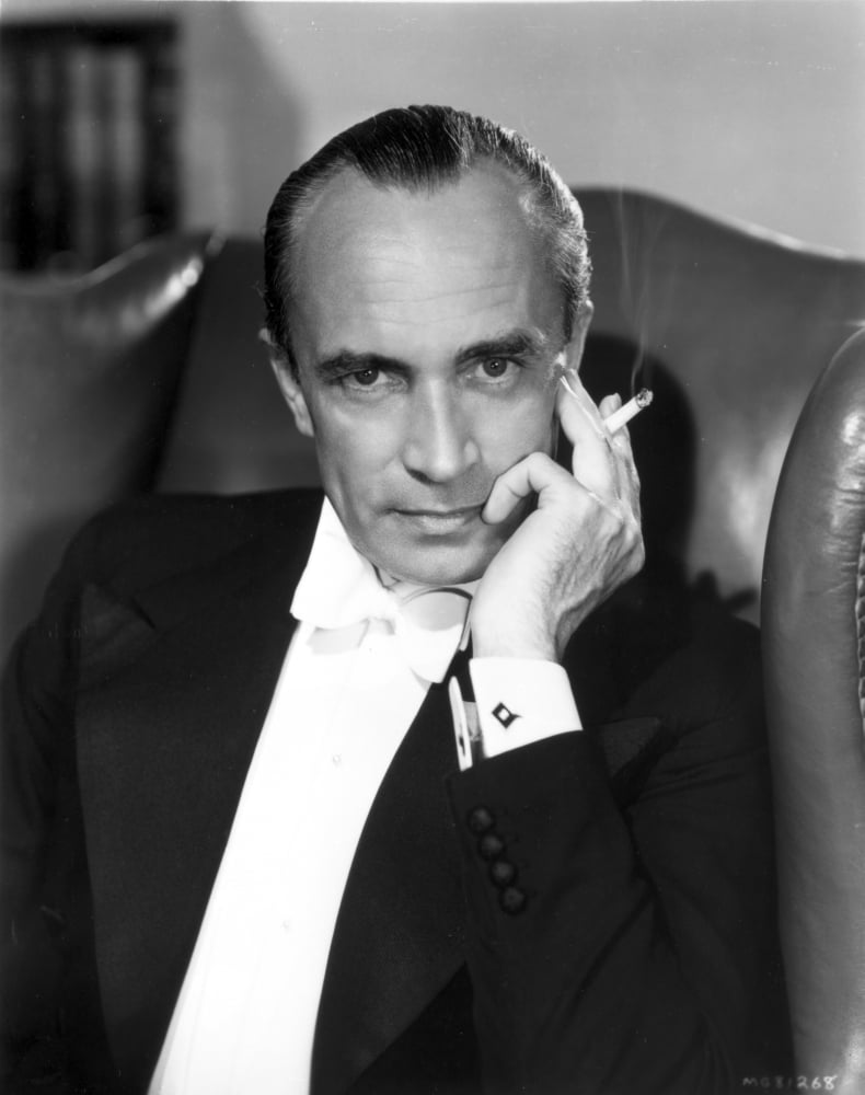 Conrad Veidt photo print in black coat with cigarette, classic cinema decor