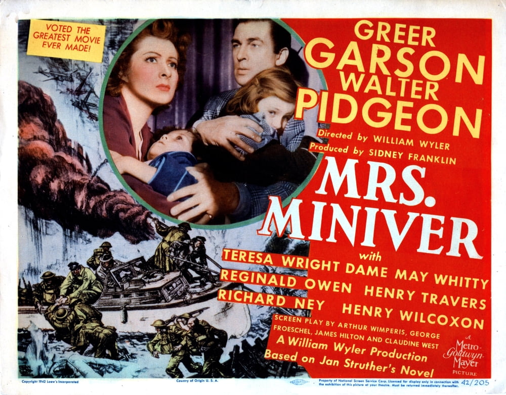 Mrs. Miniver movie masterprint poster featuring Greer Garson and Walter Pidgeon