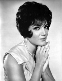 Connie Francis photo print in a white dress with a pearl necklace.
