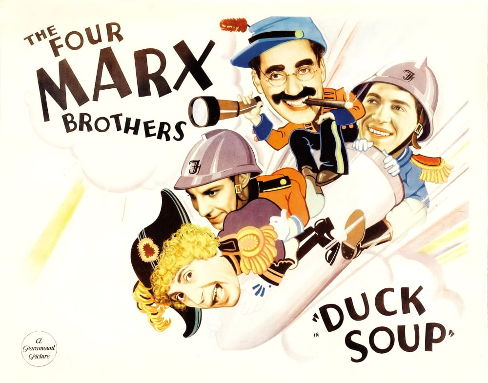 Duck Soup movie masterprint poster featuring Harpo, Zeppo, Groucho, and Chico Marx from the 1933 classic.