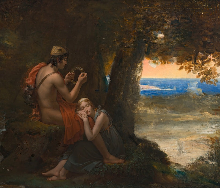 Daphnis and Chloe art print by François Gérard showcasing romantic beauty.