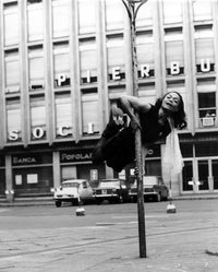 Eartha Kitt dancing on a light post photo print
