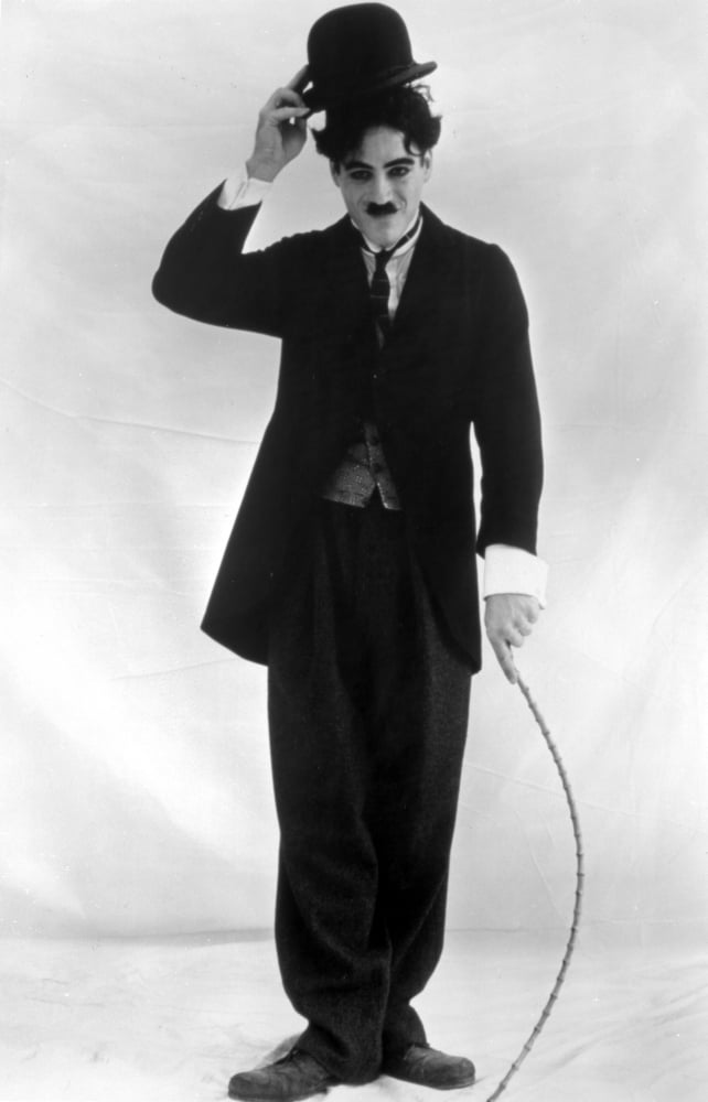 Robert Downey Jr. in Chaplin photo print showcasing a classic film moment.