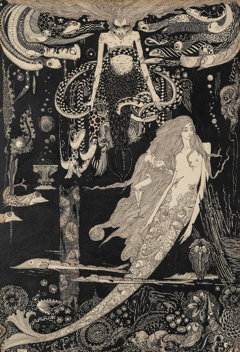 The Little Sea Maid poster print by Harry Clarke, featuring enchanting fairy tale artwork.