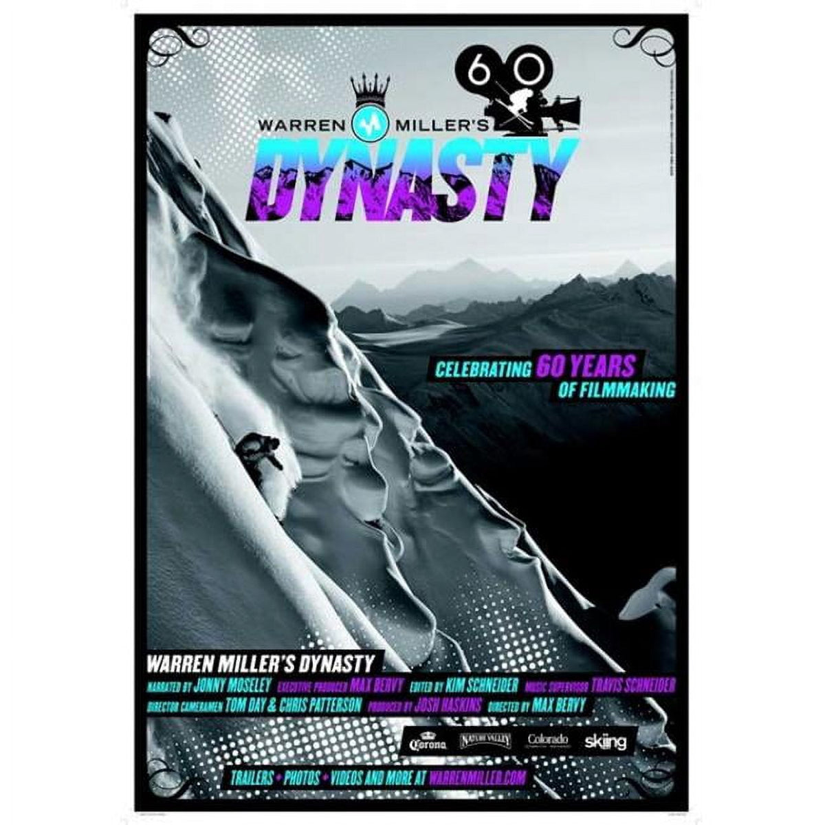 Warren Miller's Dynasty Movie Poster Print showcasing skiing adventure