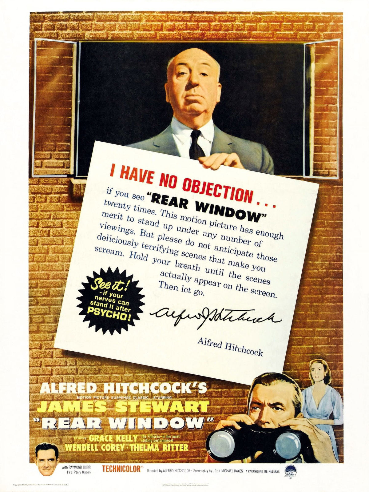 Rear Window Movie Masterprint Poster featuring James Stewart and Grace Kelly