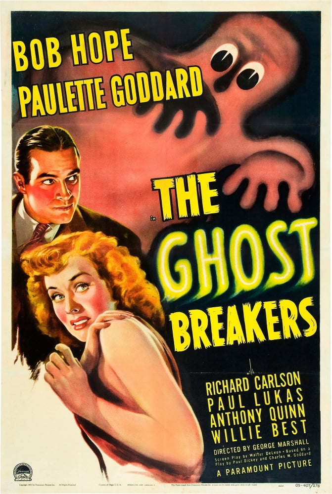 The Ghost Breakers 1940 movie poster featuring Bob Hope and Paulette Goddard