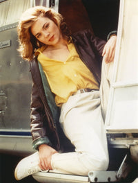 Kim Cattrall posed in yellow blouse photo print