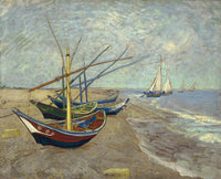 Fishing Boats on the Beach at Les Saintes-Maries-de-la-Mer Poster Print by Vincent van Gogh