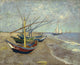 Fishing Boats on the Beach at Les Saintes-Maries-de-la-Mer Poster Print by Vincent van Gogh
