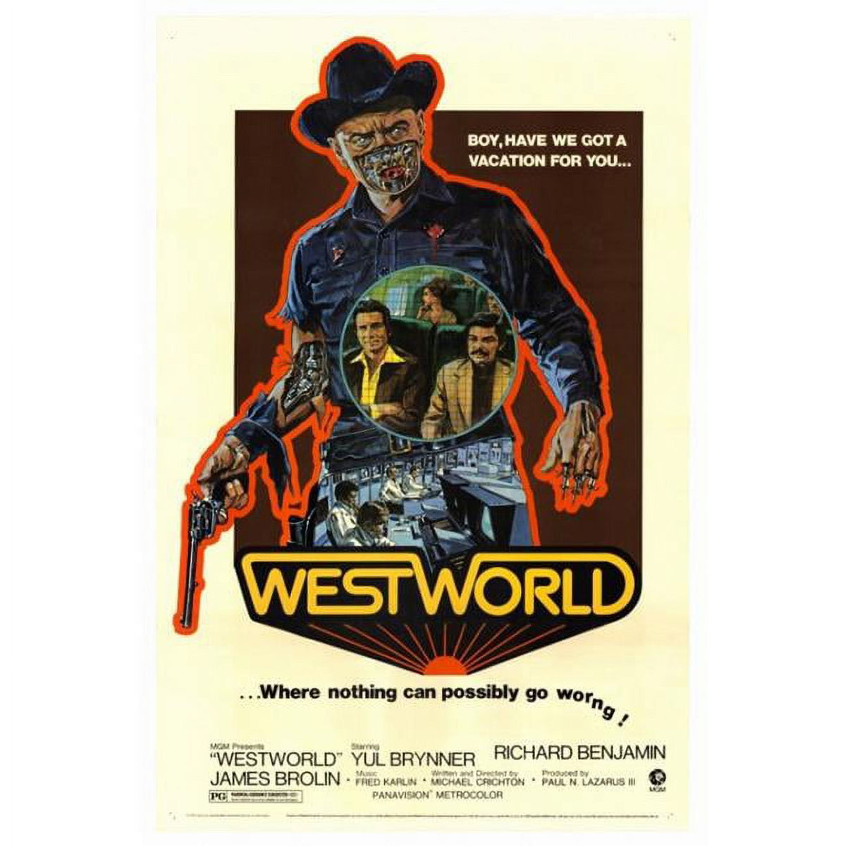Westworld Movie Poster Print showcasing iconic imagery from the series, size 27x40.