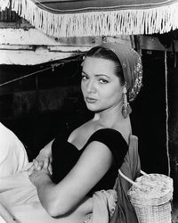 Sara Montiel on set photo print from The Burning Hills (1956)