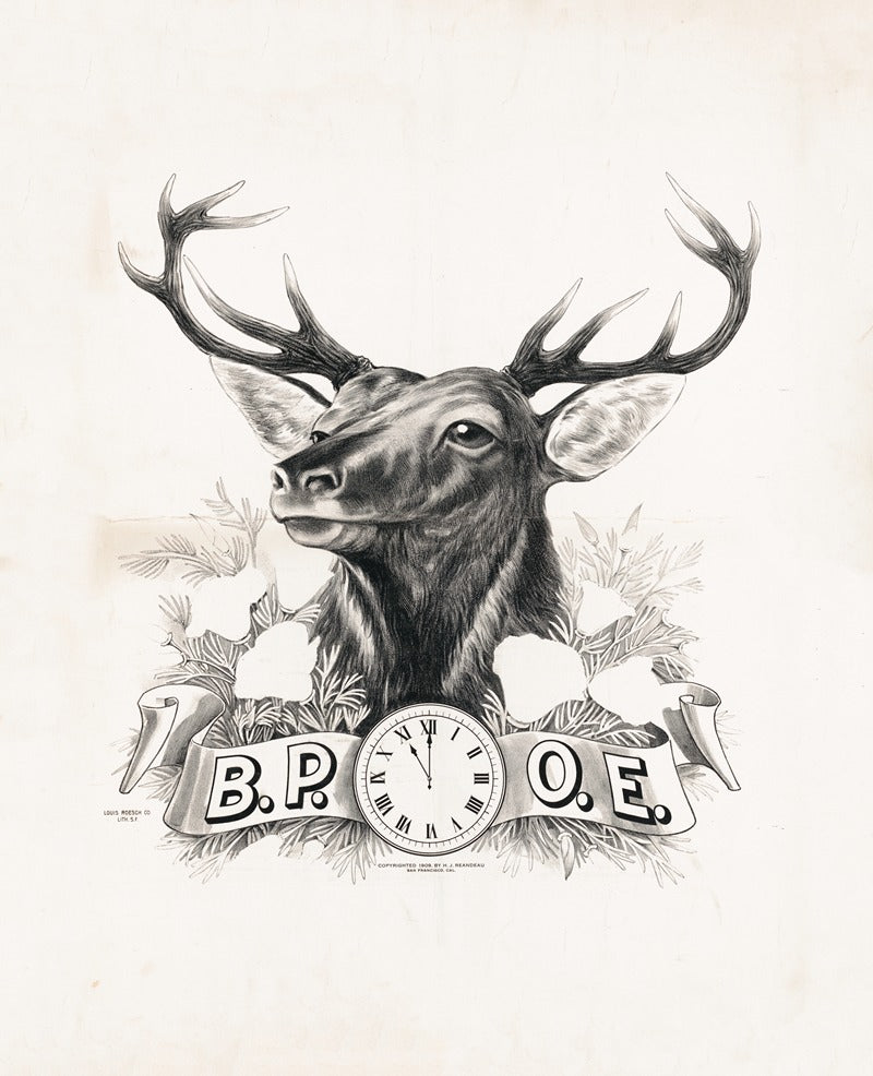 Benevolent and Protective Order of Elks 1909 vintage poster print