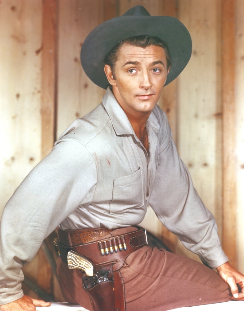 Robert Mitchum as a cowboy photo print, capturing vintage Western charm.