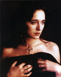 Valeria Golino posed in black cloth photo print, available in multiple sizes.