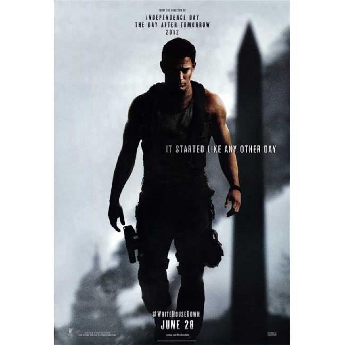 White House Down Movie Poster Print featuring action scene, size 27x40.