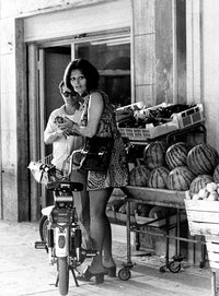 Sophia Loren vintage photo print at a fruit store, capturing timeless elegance.