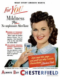 Chesterfield Advertising Photo Print featuring Barbara Hale in vintage style