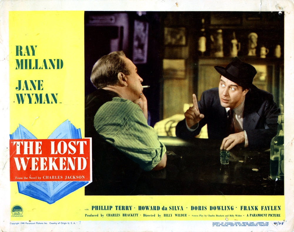 The Lost Weekend Movie Poster Print featuring Howard Da Silva and Ray Milland from 1945