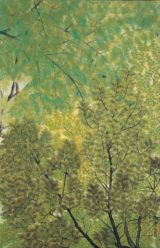 New Leaves art print by Hayami Gyoshu showcasing vibrant greenery.