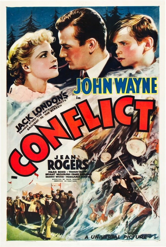 Conflict movie masterprint poster featuring Jean Rogers and John Wayne.