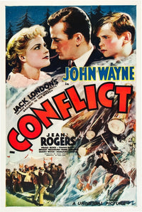 Conflict movie masterprint poster featuring Jean Rogers and John Wayne.