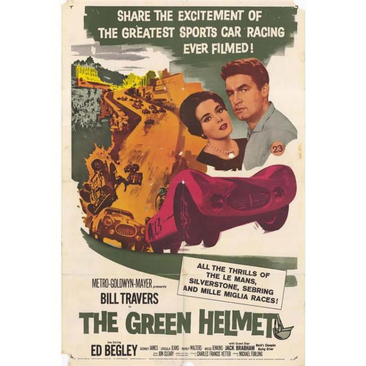 The Green Helmet Movie Poster Print in 27x40 size.
