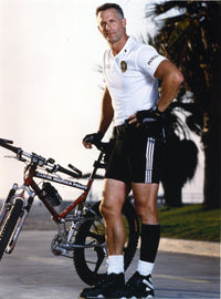 Rick Rossovich posed with mountain bike photo print