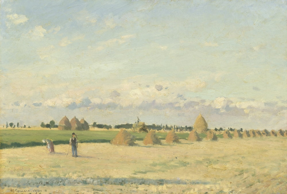 Landscape Ile-De-France fine art print by Camille Pissarro, 1873 French Impressionist painting.