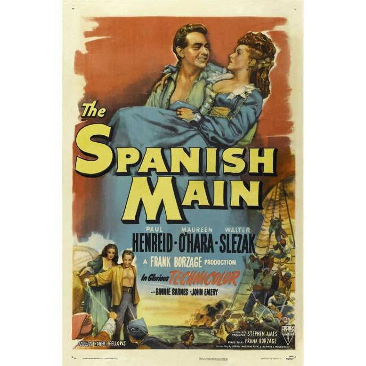 The Spanish Main Movie Poster Print 27x40 featuring vibrant artwork.