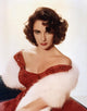 Elizabeth Taylor Red Dress with Fur Schal Photo Print