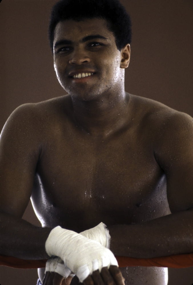 Muhammad Ali training photo print showcasing the boxing legend in action.