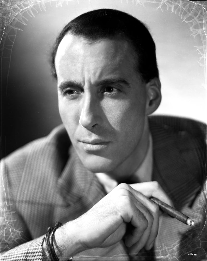 Christopher Lee smoking a cigar photo print