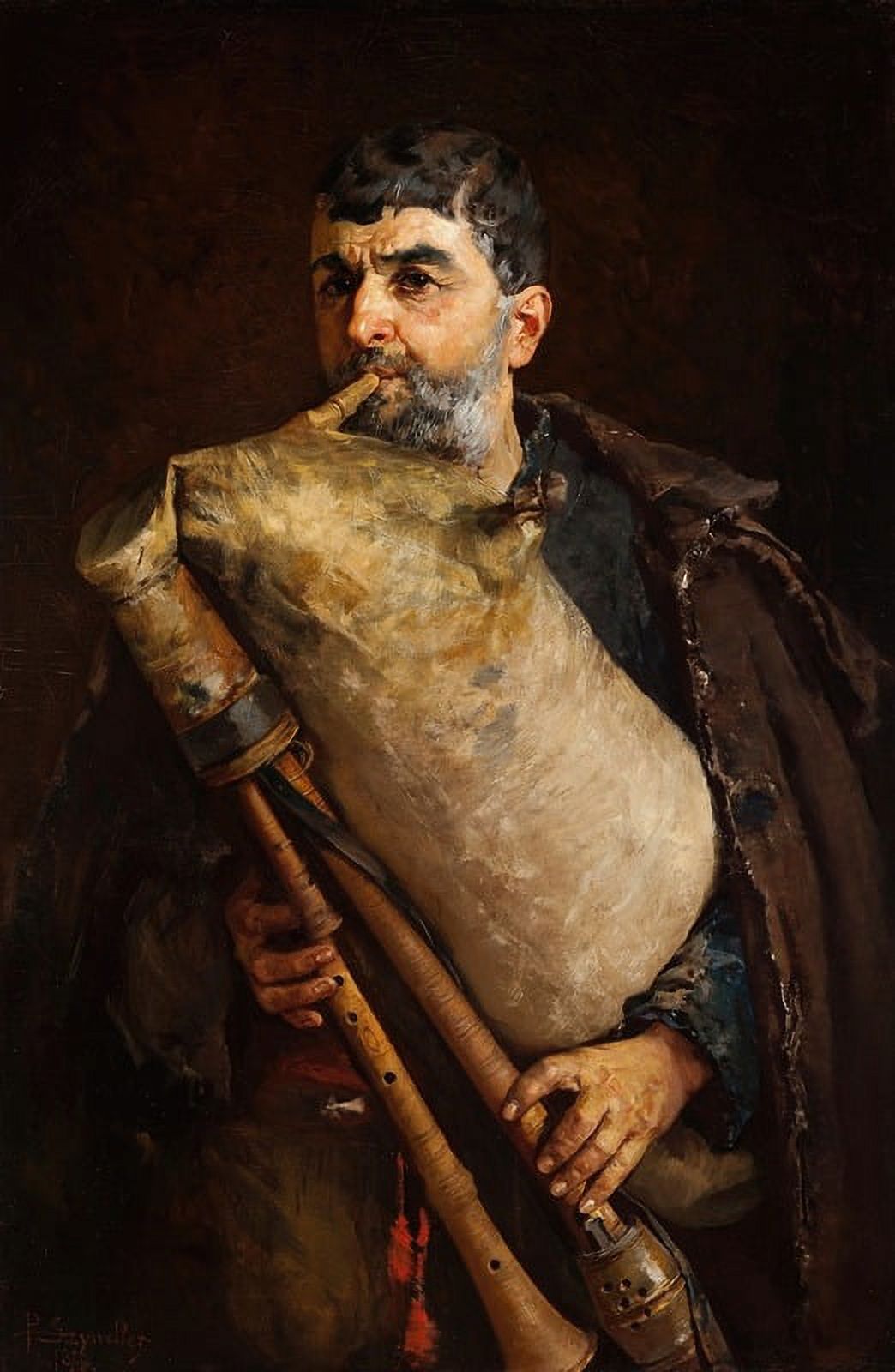 Bagpipe Player Art Print by Pantaleon Szyndler showcasing a musician playing bagpipes.