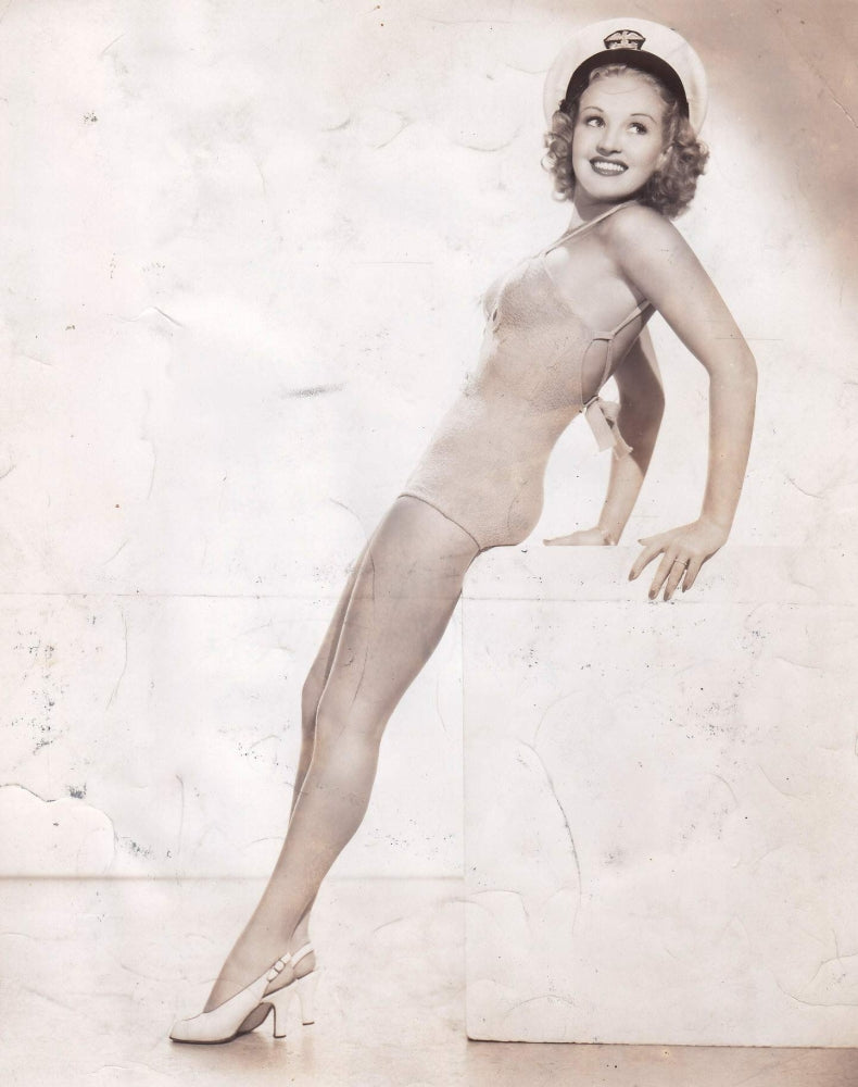 Betty Grable Leaning on Box Photo Print - Vintage Hollywood Glamour
