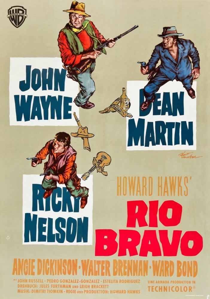 Rio Bravo Movie Poster Print featuring John Wayne, Dean Martin, and Ricky Nelson