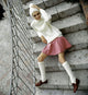 Twiggy sitting on a staircase photo print